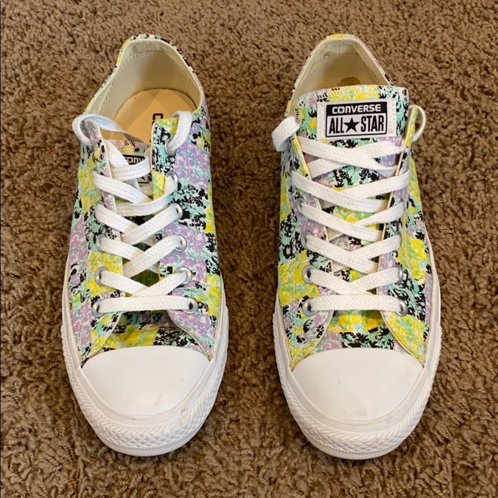Converse Low Top Blue, Purple, and Yellow Floral